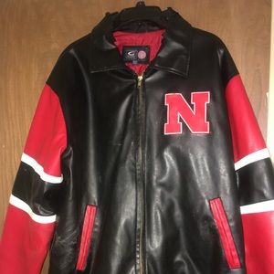 Leather husker varsity jacket